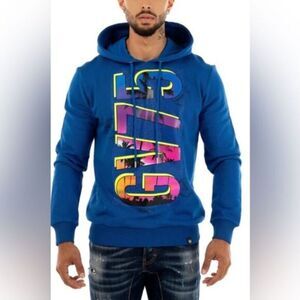 NWT Avenue George V Paris Unisex Royal Blue Sax Hoodie Embellishment Graphic- XL